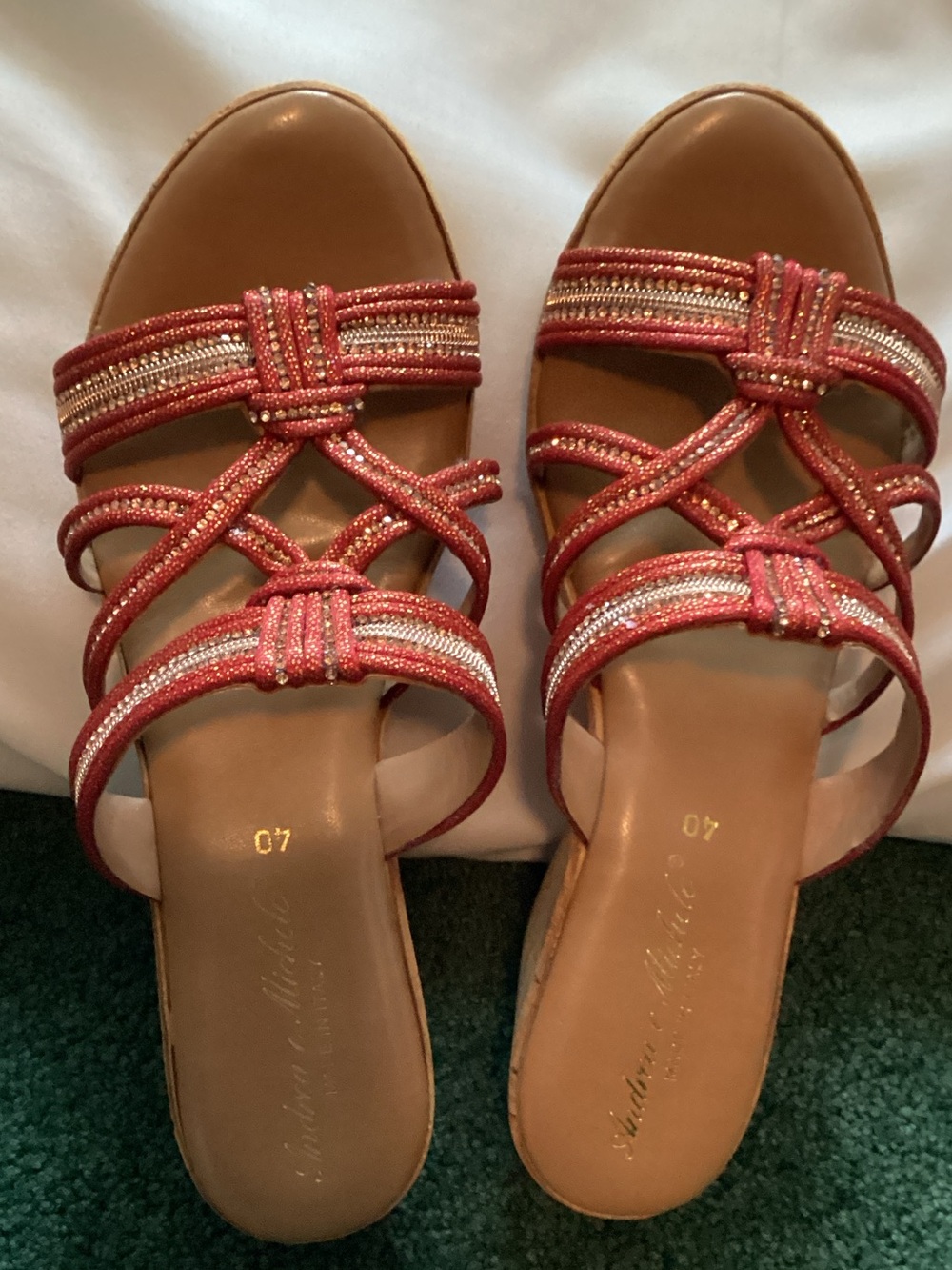 Women's Coral Beaded Strappy Sandals Made in Italy